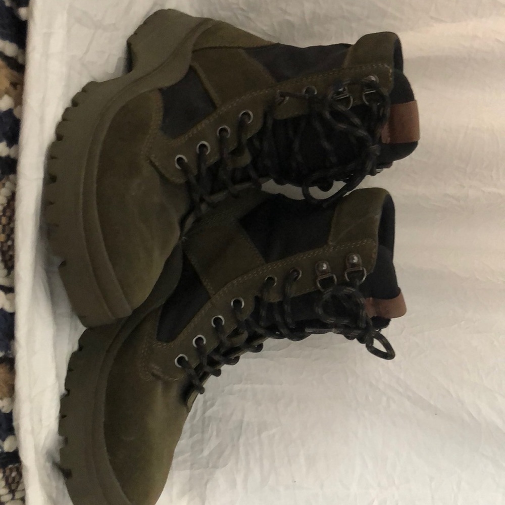 Coach unisex two tone suede and mesh boots.